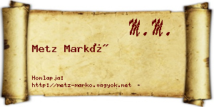 Metz Markó névjegykártya